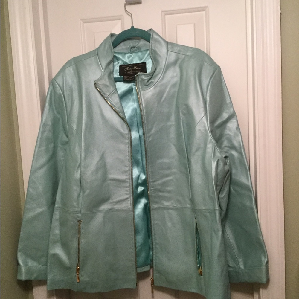 Terry Lewis Classic Luxuries Light Blue Leather Jacket